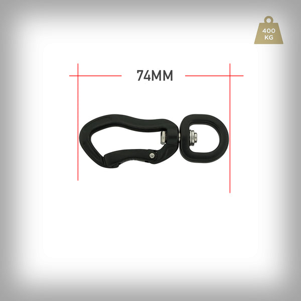 KARABINER ALU 74MM SCHWARZ ELOX.