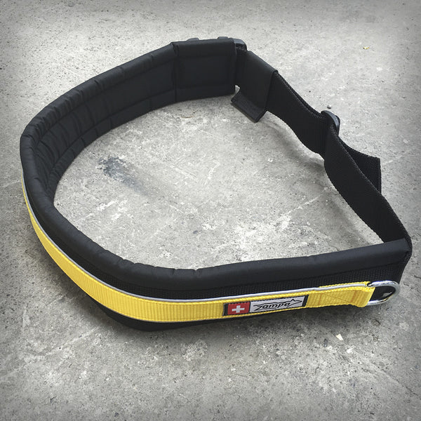 Bauchgurt 50mm mit Panicsnap - Der Bauchgurt von Zampa ist geeignet zum Laufen, Joggen oder für Skikjöring. Das 50mm breite Gurtband, die 80mm breite und 15mm dicke Polsterung bieten gute Stabilität und einen angenehmen Tragkomfort. Mit reflektierenden Keder ist auch für die Sicherheit bei Dunkelheit gesorgt. Durch den schnell zu öffnenden Panikhacken entspricht dieser allen Rennreglementen.