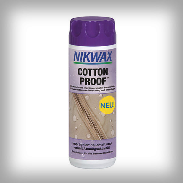NIKWAX COTTON PROOF IMPRÄGNIERUNG- Einwaschbare Imprägnierung für Baumwolle, Poly-Baumwolle und Segeltuch. Erneuert und fügt Wasserabstossbarkeit hinzu und belebt die Atmungsaktivität
