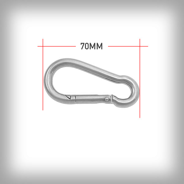 FEUERWEHRKARABINER 70MM EDELSTAHL- ideal für diverse Anwendungen z.B. zur sicheren Befestigung einer Zugleine am Gurt oder Scooter, Velo und Trekking-Gurte etc.