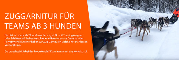 Du bist mit mehreren Hunden mit Schlitten oder Wagen unterwegs? Dann findest du bei uns auch Zuggarnituren dafür.&nbsp;