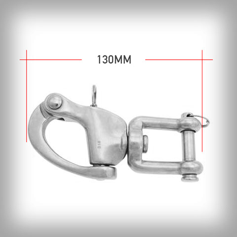 Extra grosser Panicsnap mit 130mm Länge, Bruchlast bei 2,5 Tonnen. Ideal für die Sicherung beim Starten.