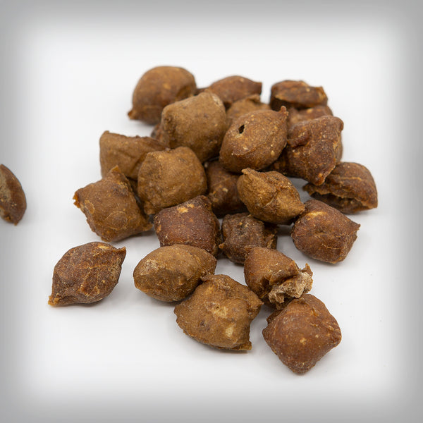 RIND GOODIE- Dieser Snack besteht aus Rindfleisch und Kartoffeln. Ideal für s Training oder einfach für unterwegs. Regelmässige Kontrollen der Rohstoffe, Produktionsabläufe und Endprodukte garantieren die hohe Qualität. Wenig Fettgehalt.
